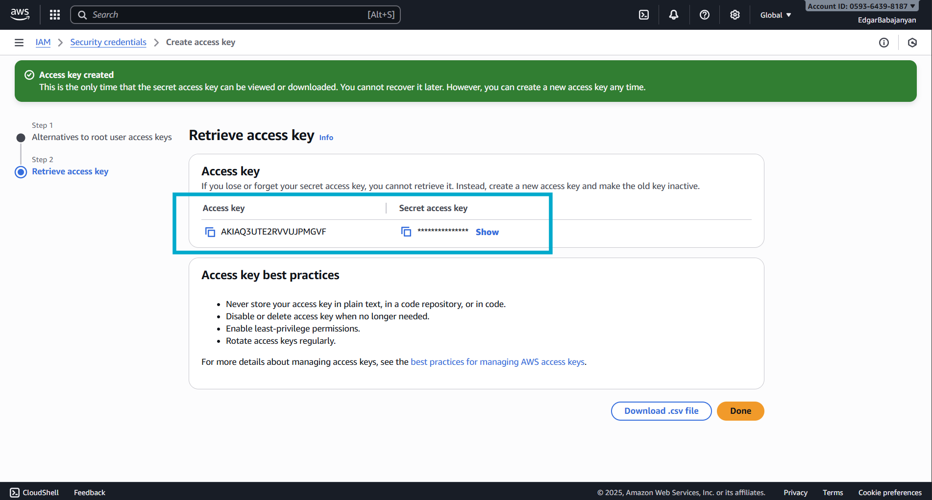 AWS - Retrieve Access Key